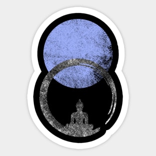 Meditating Buddha statue with Blue Halo Sticker